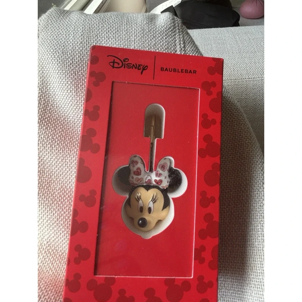 Baublebar Disney Minnie Mouse Keychain Bag Charm Pink Red Heart Bow NWT
